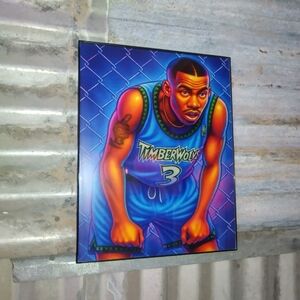 Stephon Marbury Retro NBA Minnesota Timberwolves Airbrushed Style Framed Art Pri